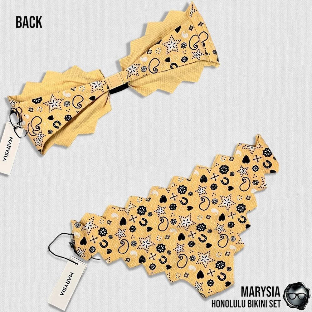 MARYSIA SWIM HONOLULU STRAPLESS ZIGZAG BIKINI SET IN BANANA BANDANA YELLOW NEW - Picture 4 of 15